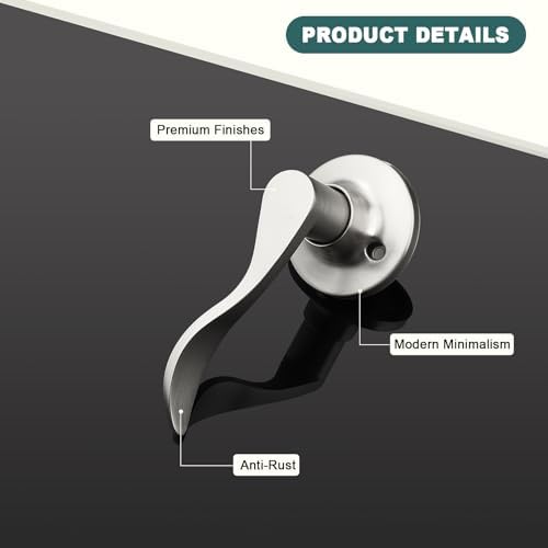 GOBEKOR 4 Pack Single Dummy Door Levers Left Handed Brushed Nickel Interior Door Handles for Closet Modern Wave Half Dummy Lever Door Handles