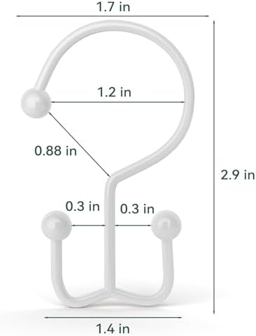 Goowin 24 Pcs Shower Hooks & Rings, Durable Rust Proof Double Glide Rings, Simple Hooks for Shower Curtain & Liner, White
