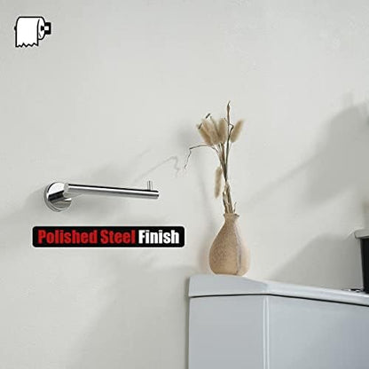 JQK Chrome Toilet Paper Holder, 5 Inch 304 Stainless Steel Thick 8mm Tissue Paper Dispenser for Bathroom, Hold Mega Rolls, Polished Chrome Wall Mount 2 Pack, TPH100-CH-P2