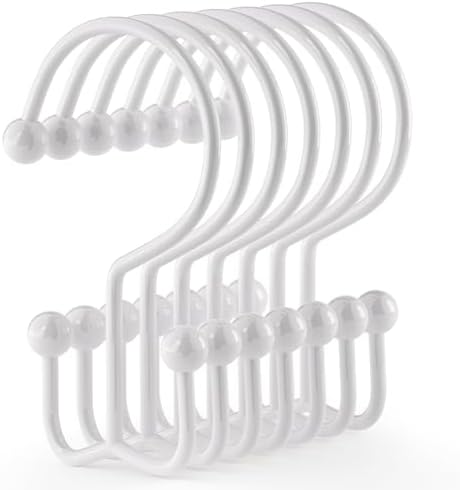 Goowin 24 Pcs Shower Hooks & Rings, Durable Rust Proof Double Glide Rings, Simple Hooks for Shower Curtain & Liner, White