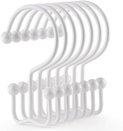 Goowin 24 Pcs Shower Hooks & Rings, Durable Rust Proof Double Glide Rings, Simple Hooks for Shower Curtain & Liner, White