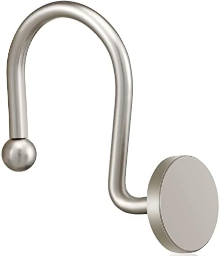CHICTIE Nickel Shower Curtain Hooks, Rustproof Shower Curtain Rings for Bathroom, Metal Shower Hooks for Shower Curtain Rod, Modern Decorative Shower Curtain Hangers Set of 12, Round Heavy Duty Design