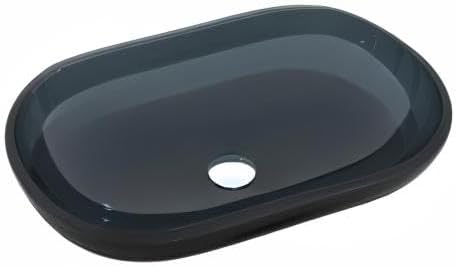 Glass Vessel Sink In Gray Top Mount Sinks | Vanity Countertop Sink Oval with Pop Up Drain |WF-704