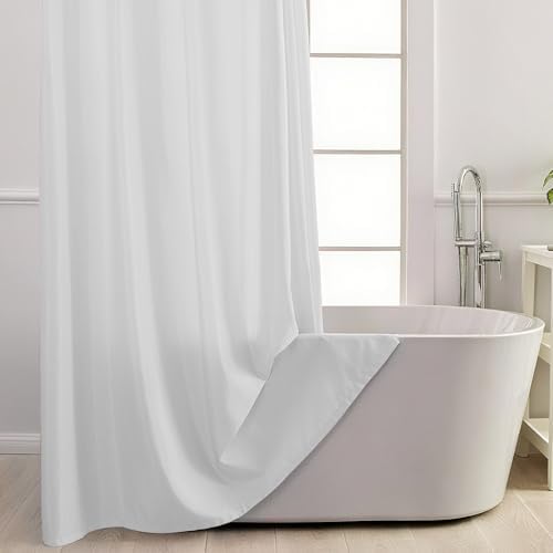No Hook Shower Curtain and Liner Set for Bathroom, White, 71" x 74"