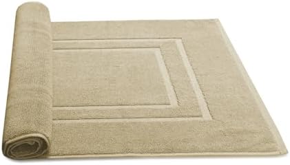 Feather & Stitch 2 Piece Towel Like Bath Mats (30x21 Inch) 100% Cotton Terry Bath Mats, Bathroom Shower Floor Mats [NOT A Bathroom Rug], Soft Absorbent Washable Mats - Linen