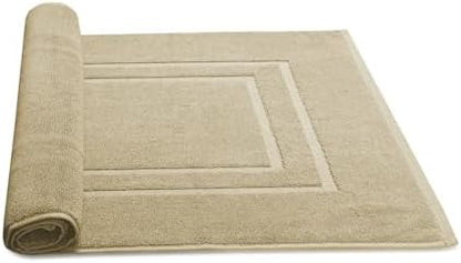 Feather & Stitch 2 Piece Towel Like Bath Mats (30x21 Inch) 100% Cotton Terry Bath Mats, Bathroom Shower Floor Mats [NOT A Bathroom Rug], Soft Absorbent Washable Mats - Linen