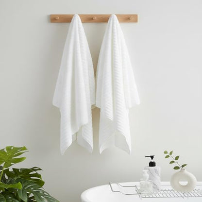 4 Piece Bath Towels, 30"x60" Microfiber Towels Set, White