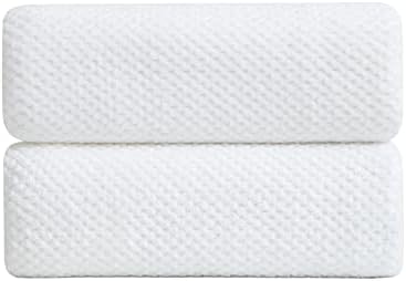 2 Piece Hand Towels Set,100% Microfiber - Quick Dry, Thick, Soft, Plush and Highly Absorbent Luxury Hotel & Spa Bath Towel for Bathroom, Pack of 2 (White)