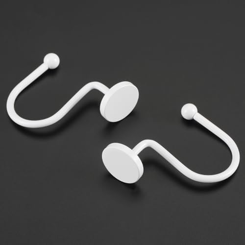 CHICTIE White Shower Curtain Hooks, Rustproof Shower Curtain Rings for Bathroom, Metal Shower Hooks for Shower Curtain Rod, Modern Decorative Shower Curtain Hangers Set of 12, Round Heavy Duty Design
