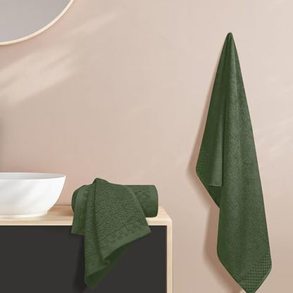 MyOwn Ultra Soft 3 Pack Cotton Towel Set, Contains a Bath Towels 28x55 inch, a Hand Towels 16x24 inch & a Wash Coths 12x12 inch, Ideal Everyday use, Compact & Lightweight - Olive Green