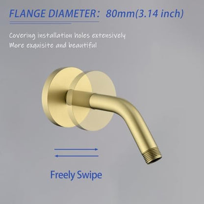 Wall Mounted Shower Arm Extension Head Holder Stainless Stee for Elbow Bathroom Accessories Pipe Bath Tube Brushed Gold,SW-RD91018-6BG.