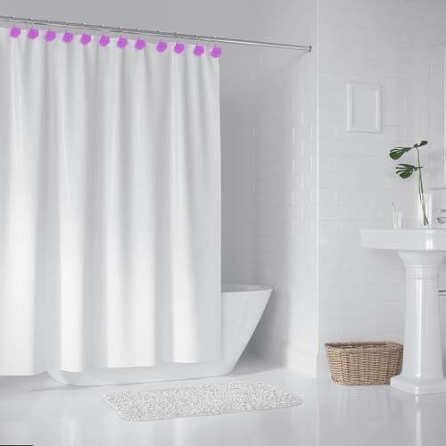 Rose Shower Curtain Hooks, Glow in The Dark, Pretty Floral Themed Elegant Bathroom Decor, Purple