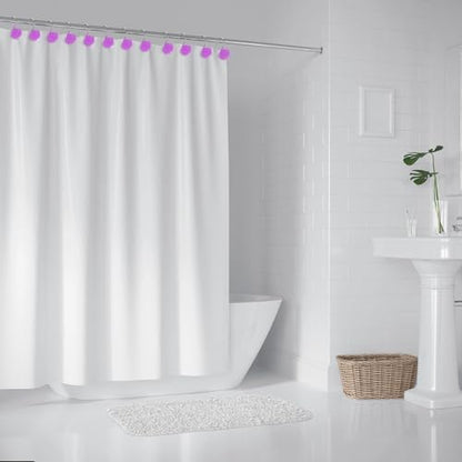 Rose Shower Curtain Hooks, Glow in The Dark, Pretty Floral Themed Elegant Bathroom Decor, Purple