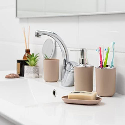 Moss & Stone 6-Piece BeigeBathroom Accessories Set, Soap Dispenser
