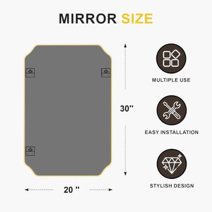 Gold Vanity Bathroom Mirror, 20" x 30" Scalloped Mirror for Wall