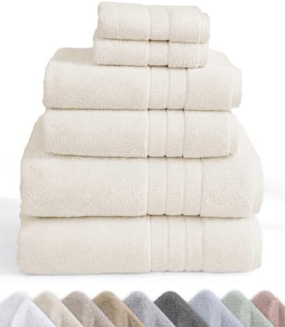 California Design Den Organic Cotton Towel Sets for Bathroom, Ivory-Tofu