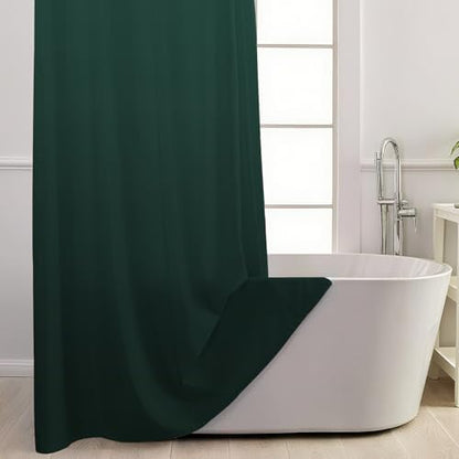 No Hook Shower Curtain and Liner for Bathroom, Ombre Dark Green, 71" x 74"
