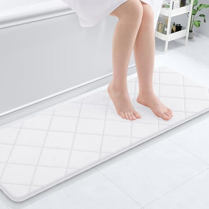 OLANLY Memory Foam Bath Mat 47x17, Ultra Soft and Absorbent Bathroom Rugs
