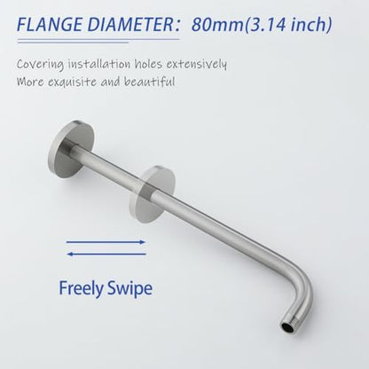 Stainless Steel Shower Head Extension Arm Wall Mounted Rainfall Shower Tube Bathroom Hardwares Accessories 16 Inch Brushed Nickel,SW-RD91018-16BN.