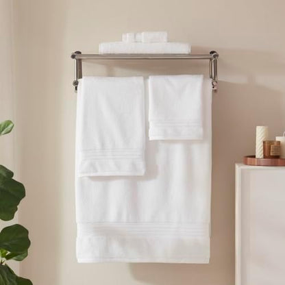 COZYART Luxury Bath Towel Set 3 PCS, White 100% Turkish Cotton 650 GSM