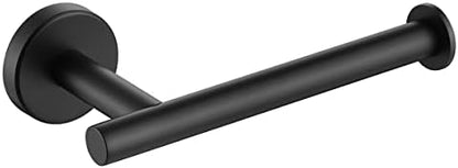 JQK Black Toilet Paper Holder, 5 Inch 304 Stainless Steel Thick 0.8mm Tissue Paper Dispenser, Matte Black Wall Mount, TPH120-PB