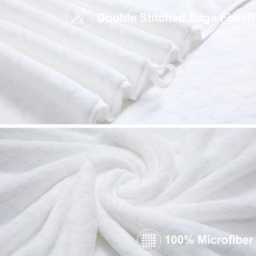 Hailea 2 Piece White Hand Towels Set 16x31 Inches,Soft Microfibers Bathroom Towel Set 2 Pack,Highly Absorbent Quick Dry Luxury Towel Hotel Spa Gym Hand Towel Collection for Bathroom