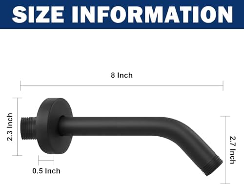NearMoon Shower Arm with Flange, Made of 304 Stainless Steel Shower Extension Extender Pipe, Wall-Mounted for Fixed Bathroom Showerhead, Never Rust (8 Inch, Matte Black)