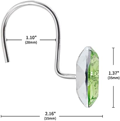 Sage Diamond Crystal Bling Shower Curtain Hooks Rings for Bathroom,12PCS