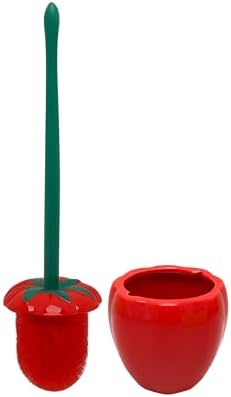 Deep & Sturdy Toilet Bowl Brush with Holder - Tomato Bowl Brush - Durable Scrubbing - Toilet Cleaners - Household Essentials - Bathroom Cleaner - Cleaning Supplies - Household Supplies