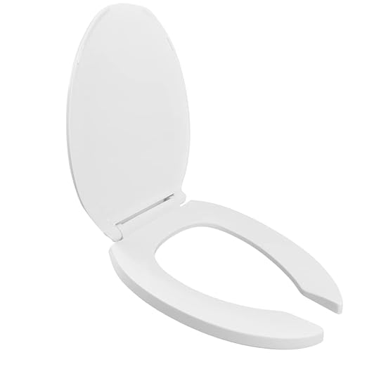 Centoco Elongated Toilet Seat, Open Front with Cover, Heavy Duty Commercial, Stainless Steel Self Sustaining Hinge, Plastic, Made in the USA, 820STSS-001, White