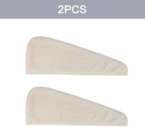 MaopaoBeauty 2 Pack Large Microfiber Hair Towel Wrap, Quick Dry Hair Towels for Women Long, Curly, Thick Hair, Super Absorbent Hair Turban for Wet Hair, Khaki