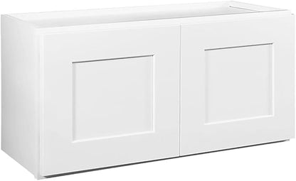 Design House Brookings Shaker Unassembled Bridge Wall Kitchen Cabinet W3015, 30 W x 12 D x 15 H, Painted White with Sherwin Williams®, Solid Wood – Design House, 561639