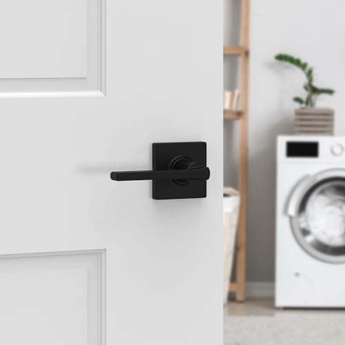 Kwikset Casey Interior Passage Door Handle, Lever for Closet and Hallway Doors, Reversible Non-Locking Handle Lever, Matte Black, with Microban Protection, Pack of 12