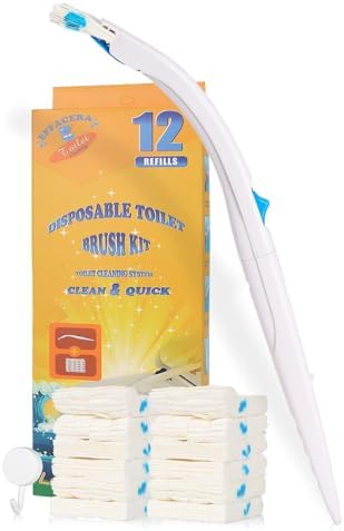 Disposable Toilet Bowl Brush Holder System with Flushable Refill Pads