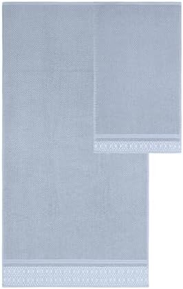 Modern Threads Astra 6-Piece 100% Cotton Towel Set – Jacquard Geometric Pattern – Includes 2 Bath Towels, 2 Hand Towels, 2 Washcloths – Absorbent, Quick Dry, Soft & Durable – Light Blue