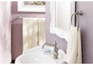 Moen S42107BN Weymouth One-Handle Single Hole Traditional Bathroom Sink Faucet with Drain Assembly, Brushed Nickel