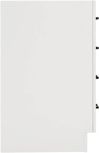 ARIEL Hepburn 36-inch Bathroom Vanity Base Cabinet,Solid Wood, 2 Soft Closing Doors, 5 Dovetail Drawers, White