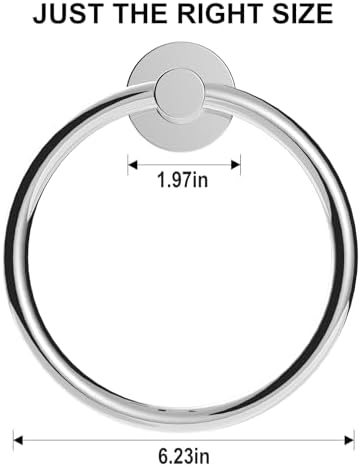 SetSail Towel Holder for Bathroom Wall Chrome Towel Ring, 2 Packs