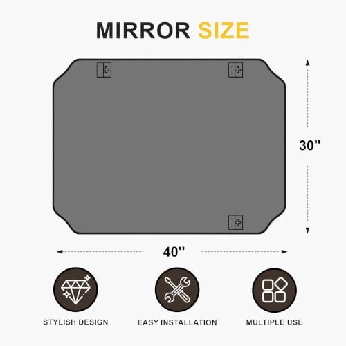 Vanity Bathroom Mirror, 40" x 30" Black Scalloped Mirror for Wall