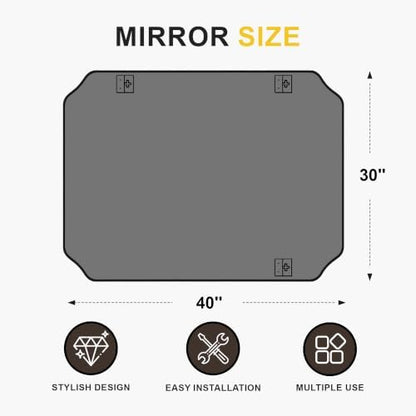 Vanity Bathroom Mirror, 40" x 30" Black Scalloped Mirror for Wall
