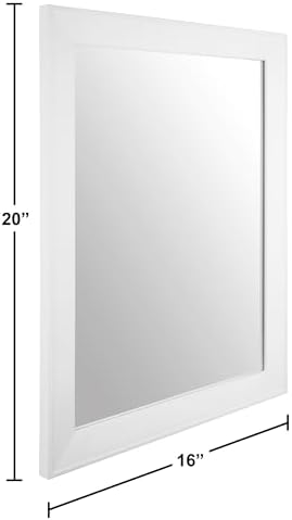 Ruomeng Rectangular Wall Mirror 16" x 20" Framed Mirror for Bathroom White