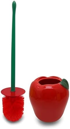 Deep & Sturdy Toilet Bowl Brush with Holder - Apple Bowl Brush - Durable Scrubbing - Toilet Cleaners - Household Essentials - Bathroom Cleaner - Cleaning Supplies - Household Supplies