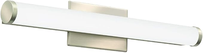 Lithonia Lighting 24-Inch LED Vanity Light with Warm White White Color Temperature, Contemporary Cylinder Bathroom Vanity Wall Light Fixture for Over The Mirror, Brushed Nickel