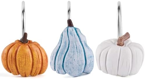 Autumn Decorative Shower Curtain Hooks 12PCS Pumpkin Shower Curtain Rings