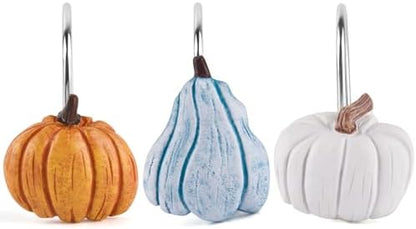 Autumn Decorative Shower Curtain Hooks 12PCS Pumpkin Shower Curtain Rings