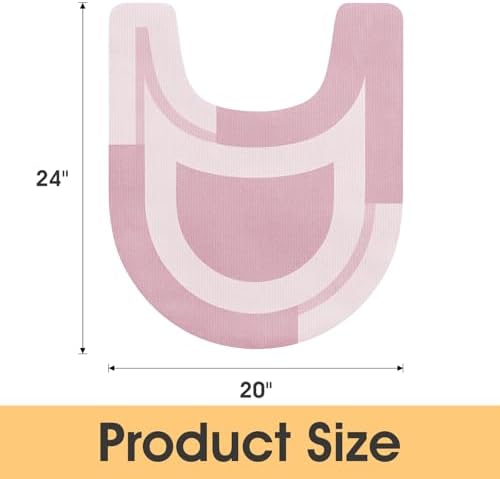 ACCUMTEK Non Slip Bath Mat, Thin Bathroom Rugs Fit Under Door, Quick Dry Bath Mats, Machine Washable Bath Rugs for Bathroom, Bathtub & Kitchen, Pink/Bordered/U-Shaped 24"x20"