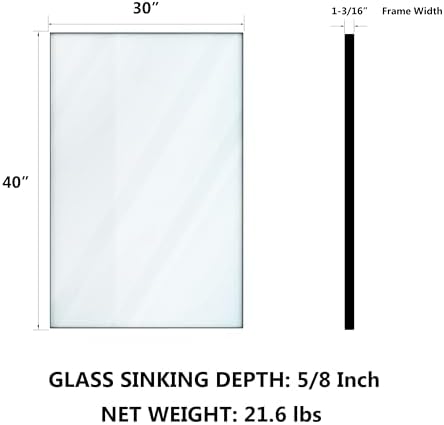 VocalStar Black Framed Mirror for Bathroom 40 x 30 Inch, Large Rectangular Wall Mirror Square Corner Metal Frame Bathroom Vanity Mirror Farmhouse, 1/4-inch Shatterproof Glass | Ultra-Flush Hanging