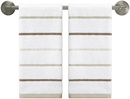 IZOD – Hand Towels, Plush Ringspun Cotton Blend with Striped Design and Dark Hem Finish, Set of 2 (Sandbar Linen)