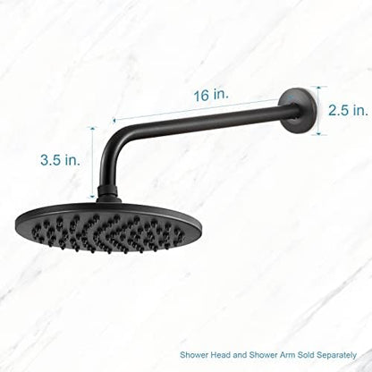 OFFO Shower Arm with Flange, 16 in Oil Rubbed Bronze Wall Mount Replacement Angle Shower Head Arm Wall-Mounted For Fixed Shower Head & Handheld Showerhead