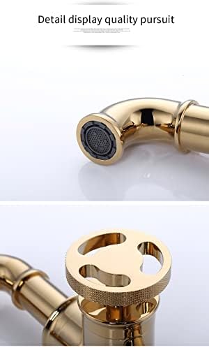 Modern Brass Bathroom Faucet with Hot and Cold Water Mixer Contemporary Design for Kitchen or Bathroom Gold Finish